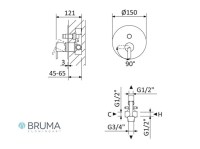 MEDIDAS MONOMANDO EMPOTRABLE X-ALPHA BRUMA